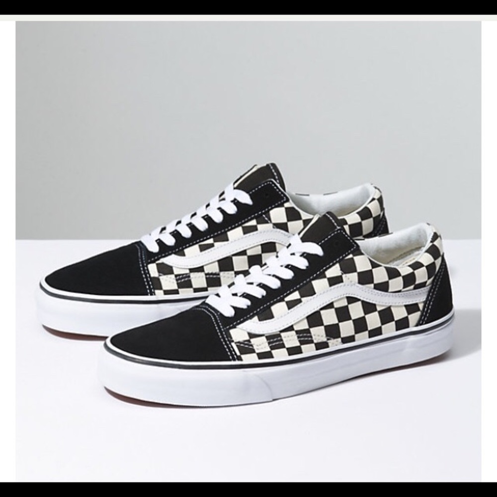 Vans sneakers.  “Primary Check Old Skool”